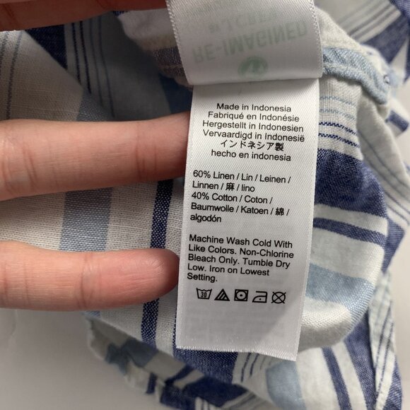 J.Crew Blue Striped Linen Blend Split Neck Tunic Shirt Dress S - Picture 5 of 8